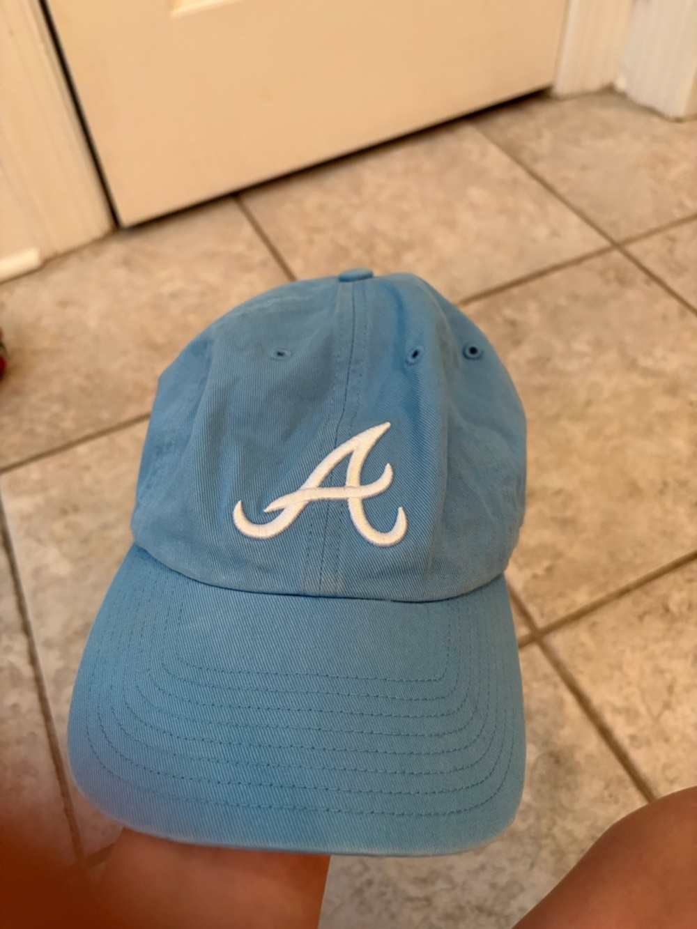 Light Blue Embroidered 'A' Baseball Cap - Women